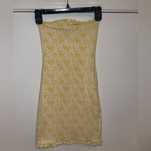Tiger Mist Yellow Floral Strapless Dress